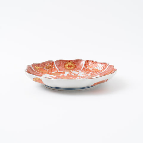 Iidaya Flower Kutani Plate and Stand Set