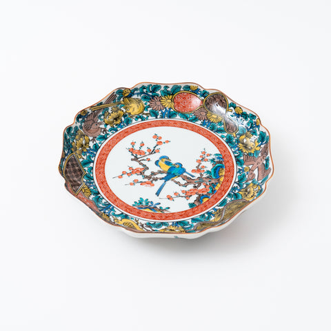 Ko-Kutani Small Birds Kutani Plate and Stand Set