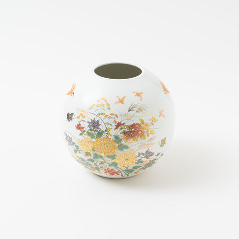 Small Chrysanthemum Kutani Vase and Stand Set