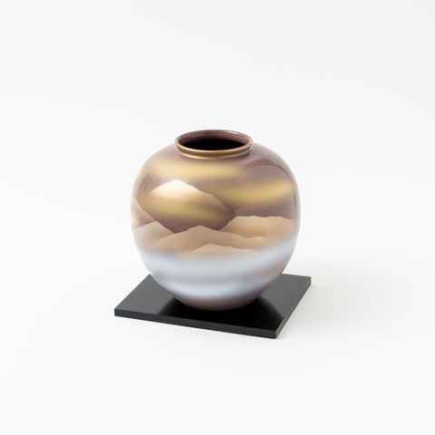 Purple Kinrenzan Kutani Vase and Stand Set