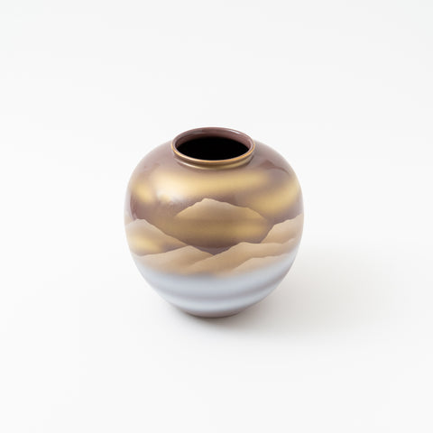 Purple Kinrenzan Kutani Vase and Stand Set