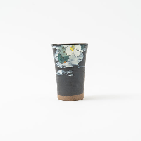 White Brush Stroke and White Camellia Kutani Tumbler