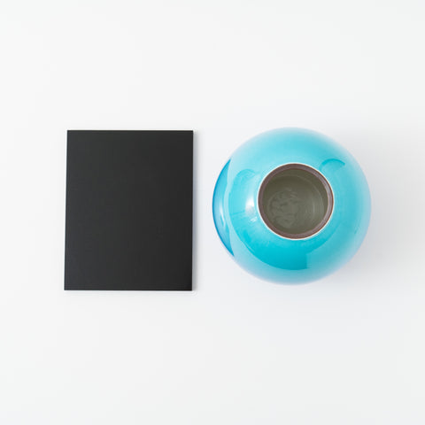 Turquoise and Blue Gradient Kutani Vase and Stand Set