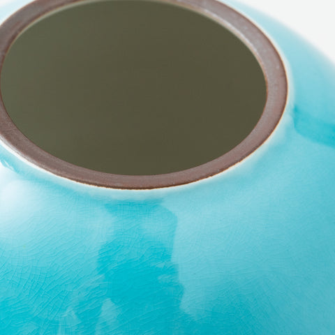 Turquoise and Blue Gradient Kutani Vase and Stand Set