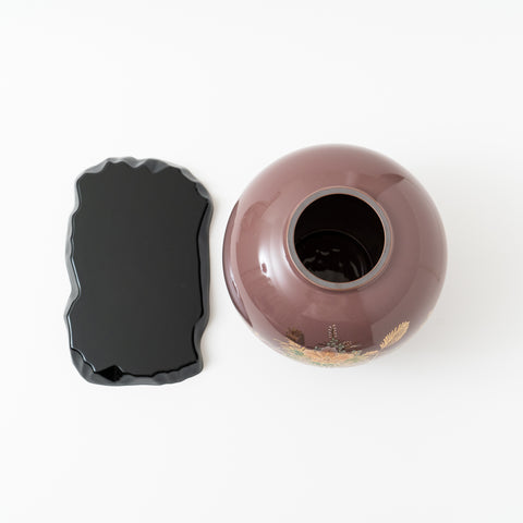 Hibiscus Kutani Vase and Stand Set