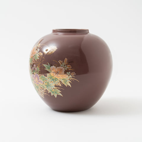 Hibiscus Kutani Vase and Stand Set