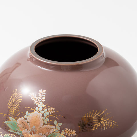 Hibiscus Kutani Vase and Stand Set