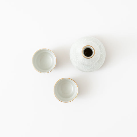 White Shippo Kutani Sake Set