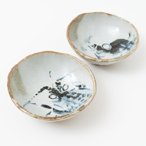 Prawn and Sea Bream Kutani Sake Cup Pair