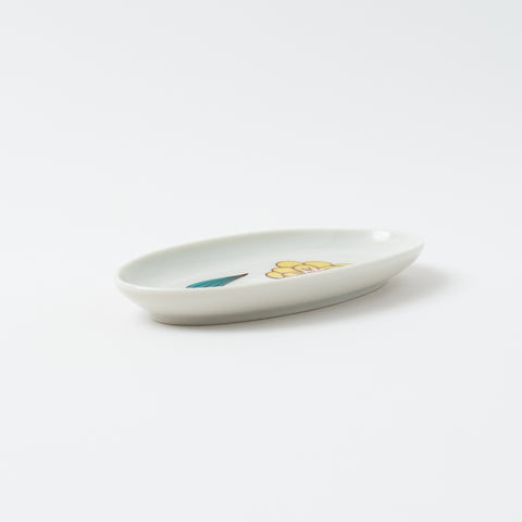 Harekutani Single Flower Kutani Oval Plate