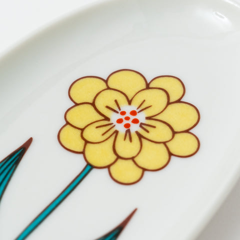 Harekutani Single Flower Kutani Oval Plate