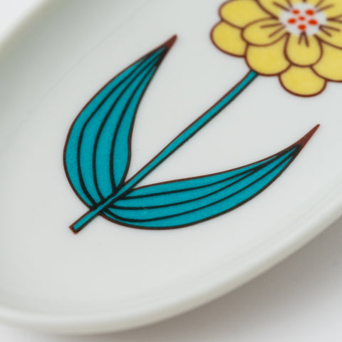 Harekutani Single Flower Kutani Oval Plate