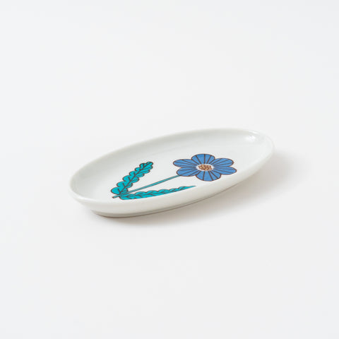 Harekutani Single Flower Kutani Oval Plate