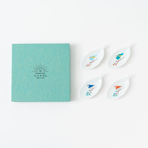 Harekutani Birds and Leaf Kutani Sauce Plate Set