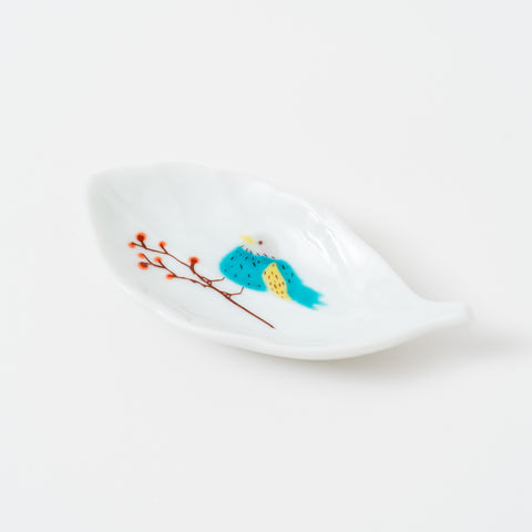 Harekutani Birds and Leaf Kutani Sauce Plate Set