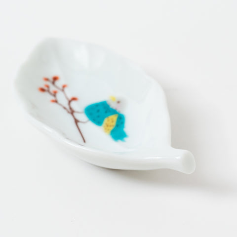 Harekutani Birds and Leaf Kutani Sauce Plate Set