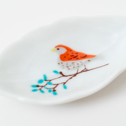 Harekutani Birds and Leaf Kutani Sauce Plate Set