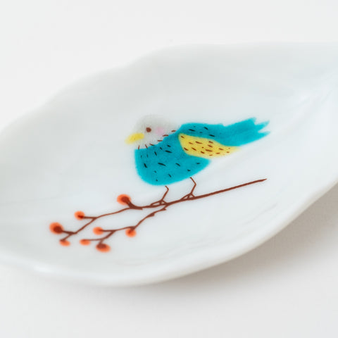 Harekutani Birds and Leaf Kutani Sauce Plate Set