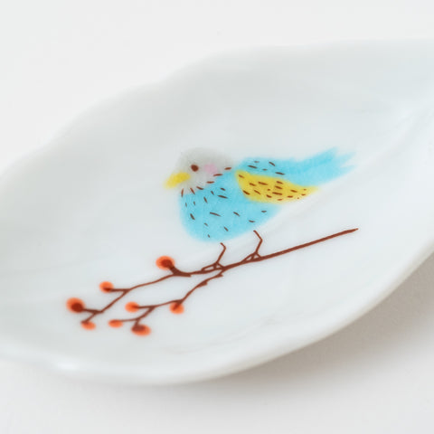 Harekutani Birds and Leaf Kutani Sauce Plate Set