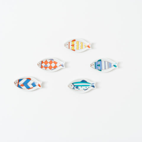 Harekutani Fishs-shaped Kutani Chopstick Rest Set