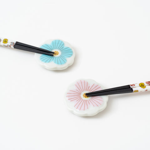 Harekutani CherryBlossom Kutani Chopstick and Chopstick Rest Set