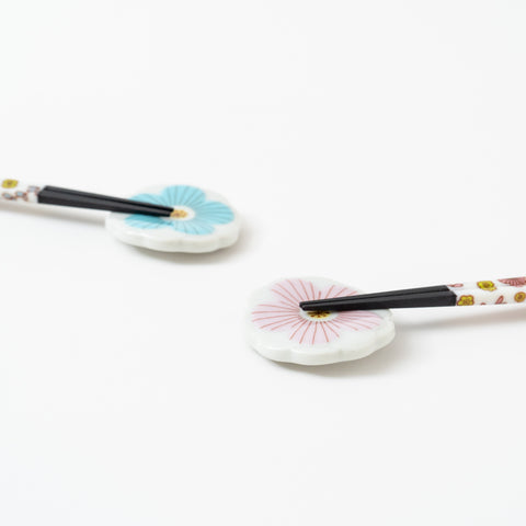 Harekutani CherryBlossom Kutani Chopstick and Chopstick Rest Set