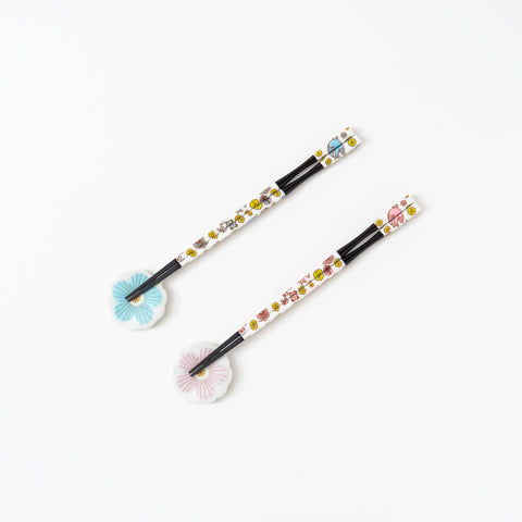 Harekutani CherryBlossom Kutani Chopstick and Chopstick Rest Set