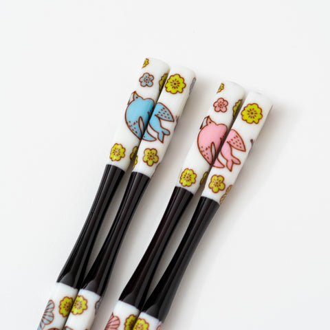 Harekutani CherryBlossom Kutani Chopstick and Chopstick Rest Set