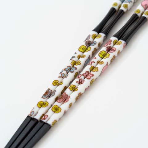 Harekutani CherryBlossom Kutani Chopstick and Chopstick Rest Set