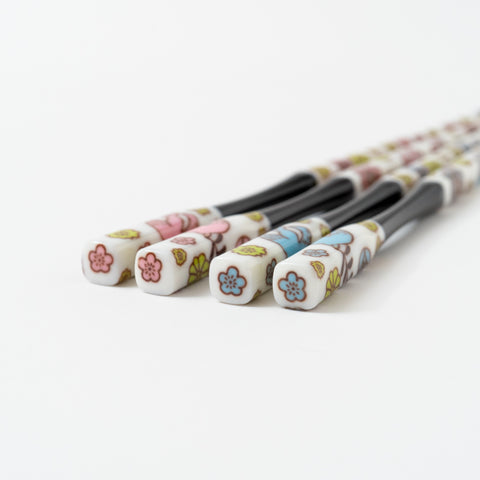 Harekutani CherryBlossom Kutani Chopstick and Chopstick Rest Set