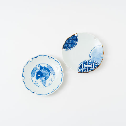 Snow Ring  and Fish Pattern  Arita Side Plate Set