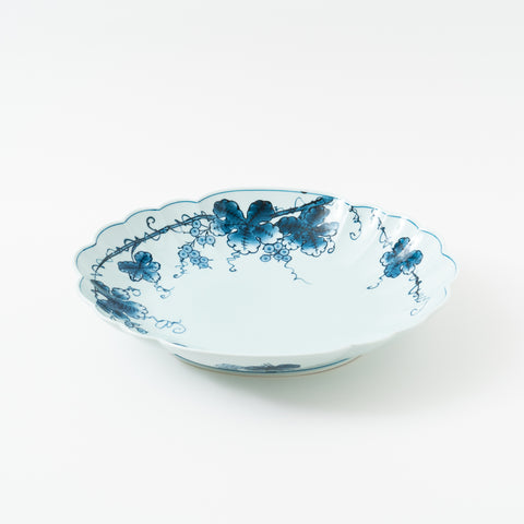 Underglaze Blue Grape Arita Serving Bowl