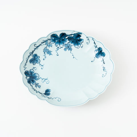 Underglaze Blue Grape Arita Serving Bowl