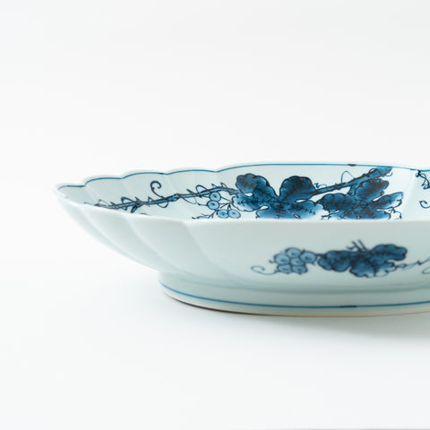 Underglaze Blue Grape Arita Serving Bowl