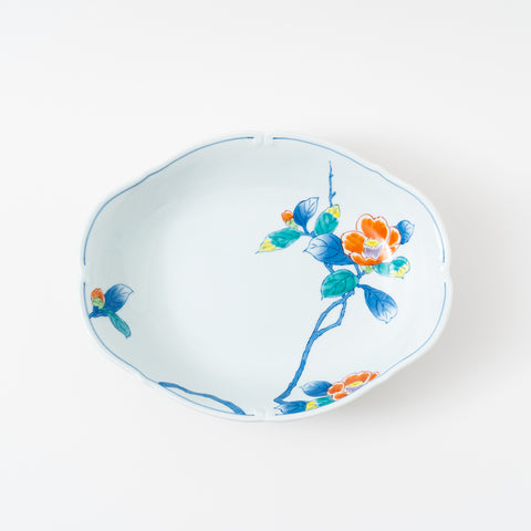 Underglaze Blue Camellia Arita Serving Bowl