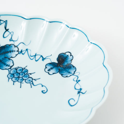 Underglaze Blue Grape Arita Oval Serving Bowl