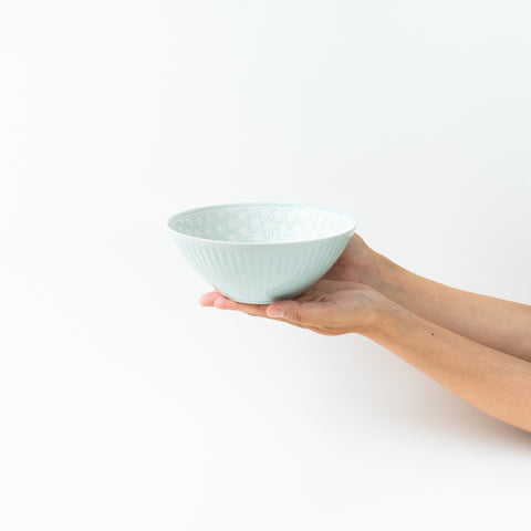 Hemp Leaf Pattern Blue Arita Serving Bowl