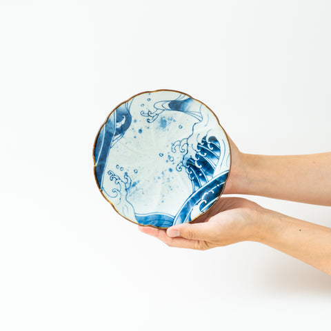 Underglaze Blue Wave Arita Side Plate