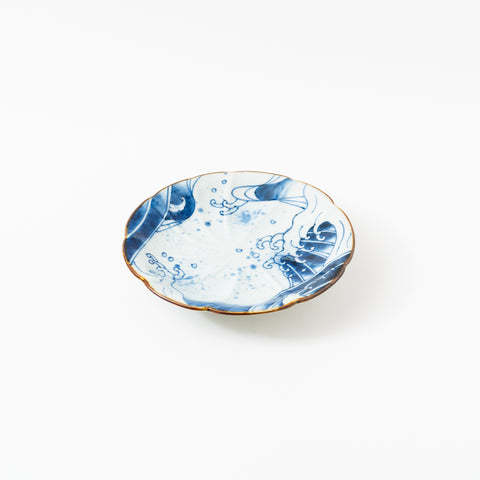 Underglaze Blue Wave Arita Side Plate