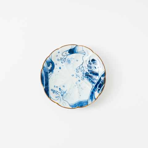 Underglaze Blue Wave Arita Side Plate