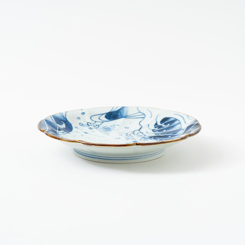 Underglaze Blue Wave Arita Side Plate