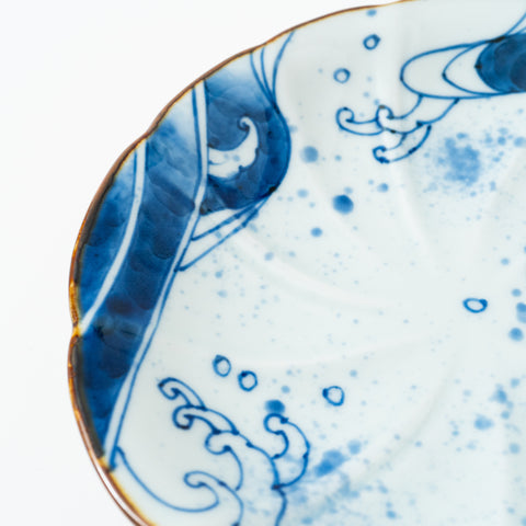 Underglaze Blue Wave Arita Side Plate