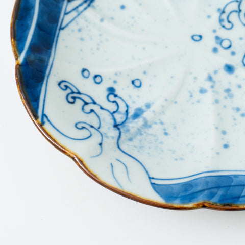 Underglaze Blue Wave Arita Side Plate