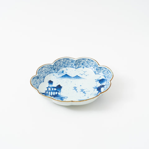 Underglaze Blue Landscape Arita Serving Bowl