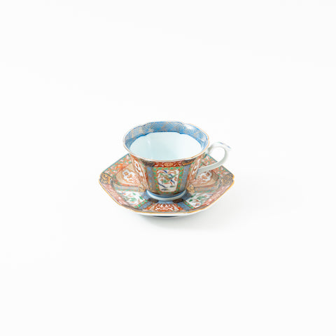 Nishiki-Iroe Arita Cup and Saucer