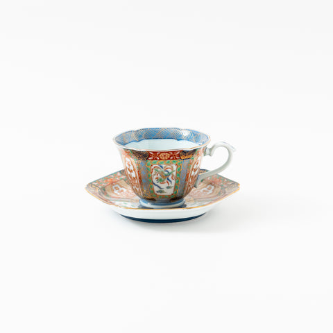 Nishiki-Iroe Arita Cup and Saucer