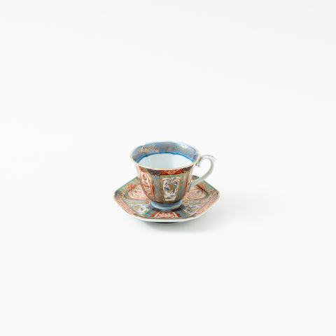 Nishiki-Iroe Arita Demi-tasse Cup and Saucer