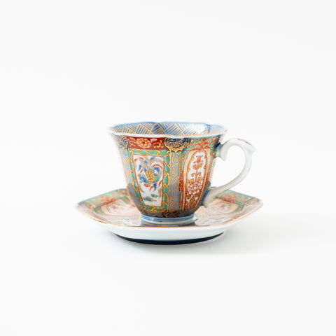 Nishiki-Iroe Arita Demi-tasse Cup and Saucer