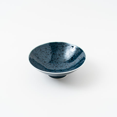 Hakusan Kiln Floral Flat Hasami Rice Bowl