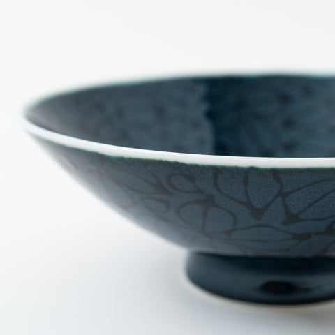 Hakusan Kiln Floral Flat Hasami Rice Bowl